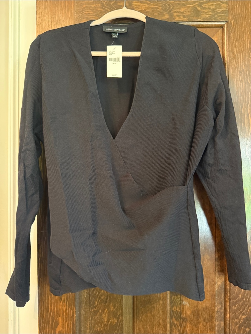 Lane Bryant Black Wrap V-Neck Long Sleeve Sweater